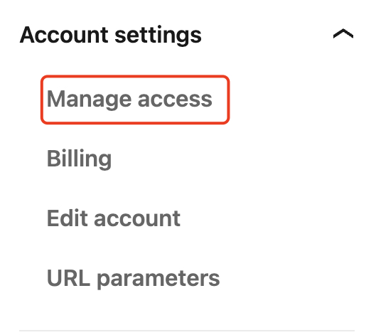 LinkedIn Ads menu showing the manage access option.