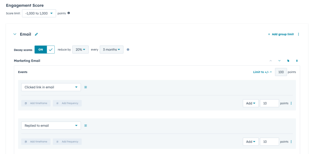 Engagement score build