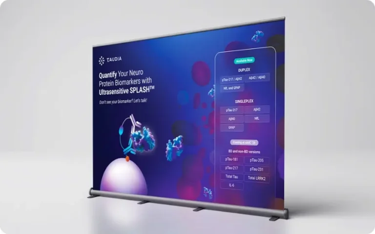 Taudia booth backdrop designed by samba scientific